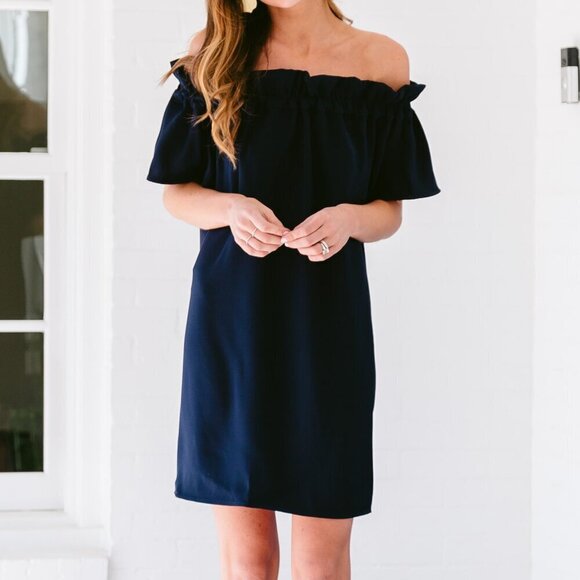 Pleione Dresses & Skirts - Pleione Off the Shoulder Navy Blue Dress Size XS, NWT